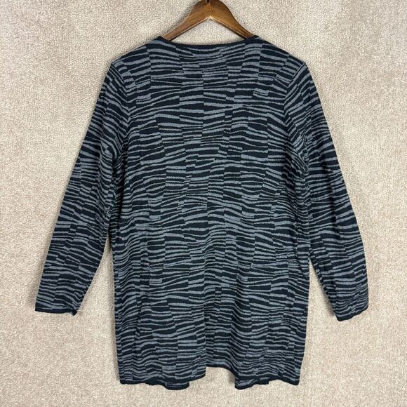 Vince Camuto Long Cardigan Womens Size Small Gray/Black Striped Zebra Open Front - Picture 9 of 10